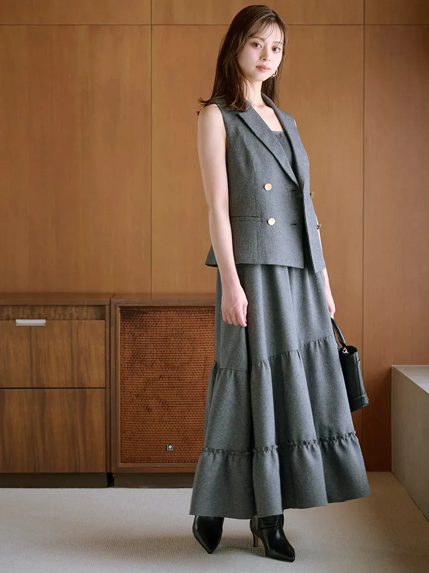 Pleated Varie Tiered Maxi Knit Dress