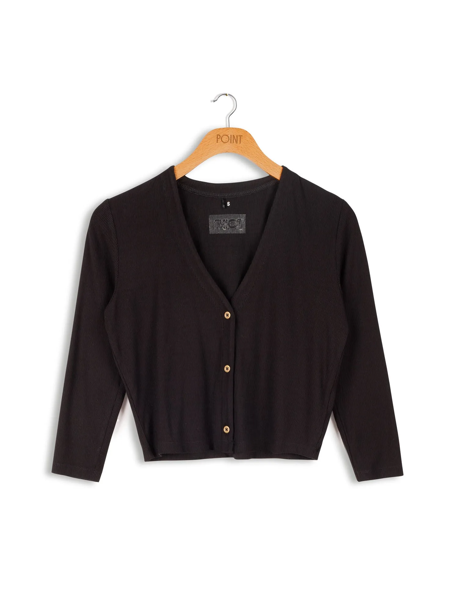 Point 3/4 Sleeve V-Neck Cardigan