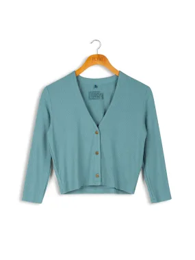 Point 3/4 Sleeve V-Neck Cardigan