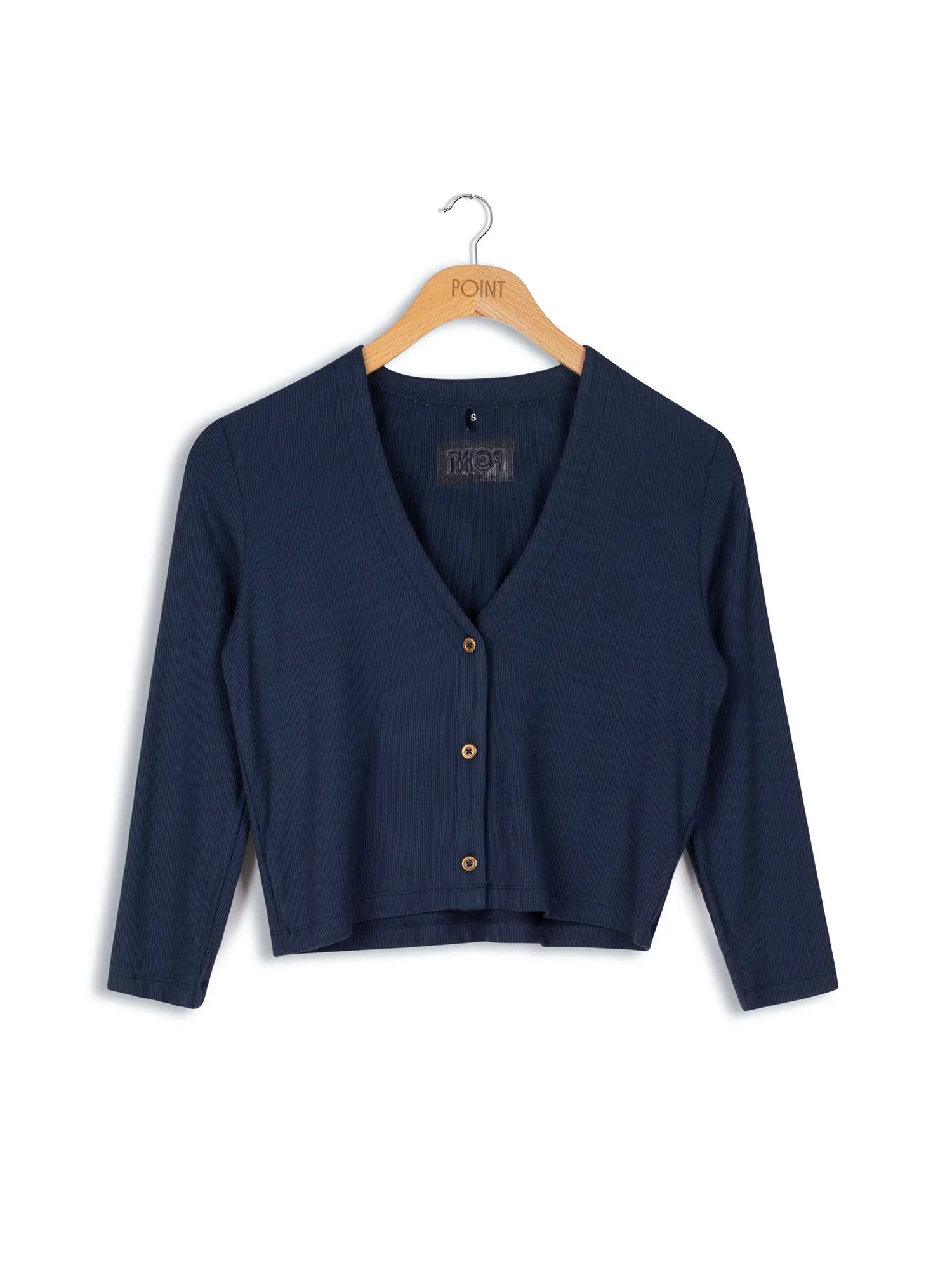 Point 3/4 Sleeve V-Neck Cardigan