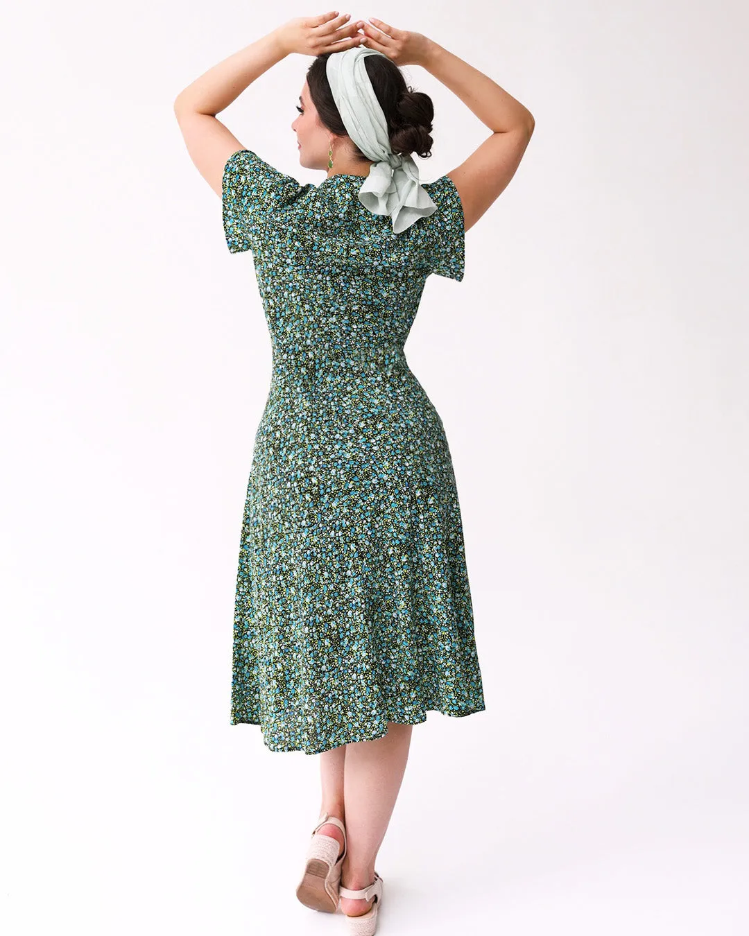 Pretty 40s Tea Dress in Mini Rose