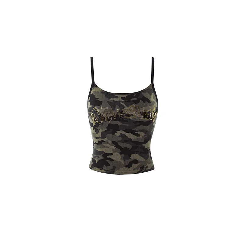 Rhinestone Camisole Slim Tank Top