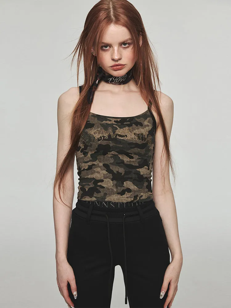 Rhinestone Camisole Slim Tank Top