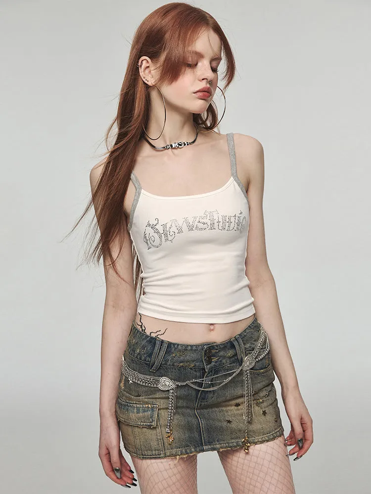 Rhinestone Camisole Slim Tank Top