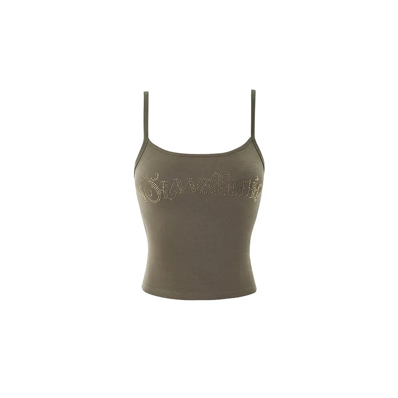 Rhinestone Camisole Slim Tank Top