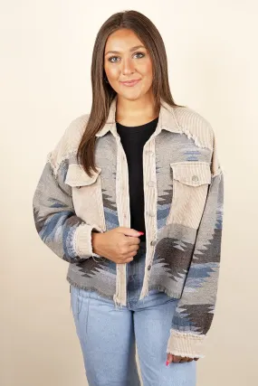 SALE! Teton Hike Cropped Shacket, Blue