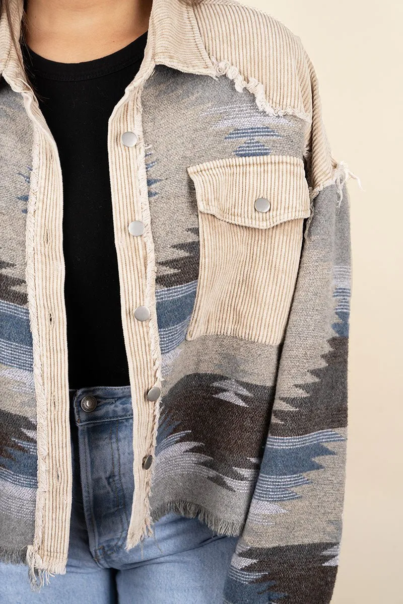 SALE! Teton Hike Cropped Shacket, Blue