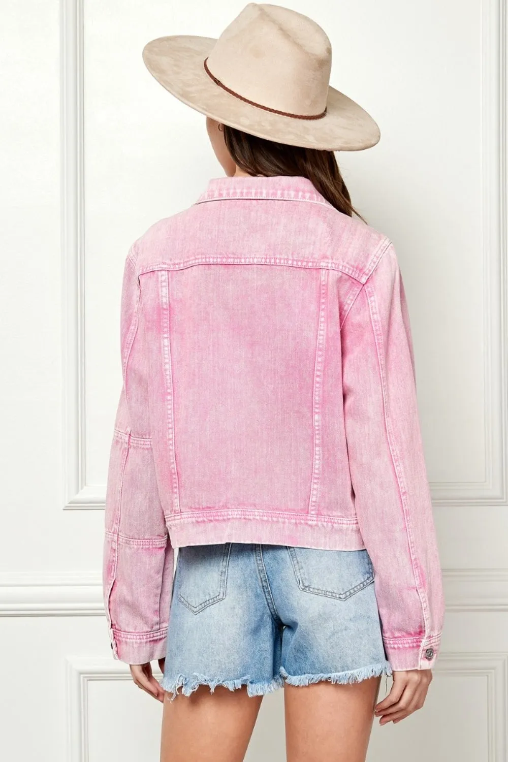 Sasha Pink Cropped Denim Jacket