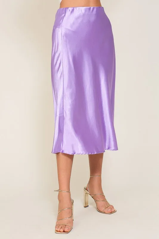 Satin Flare Midi Skirt