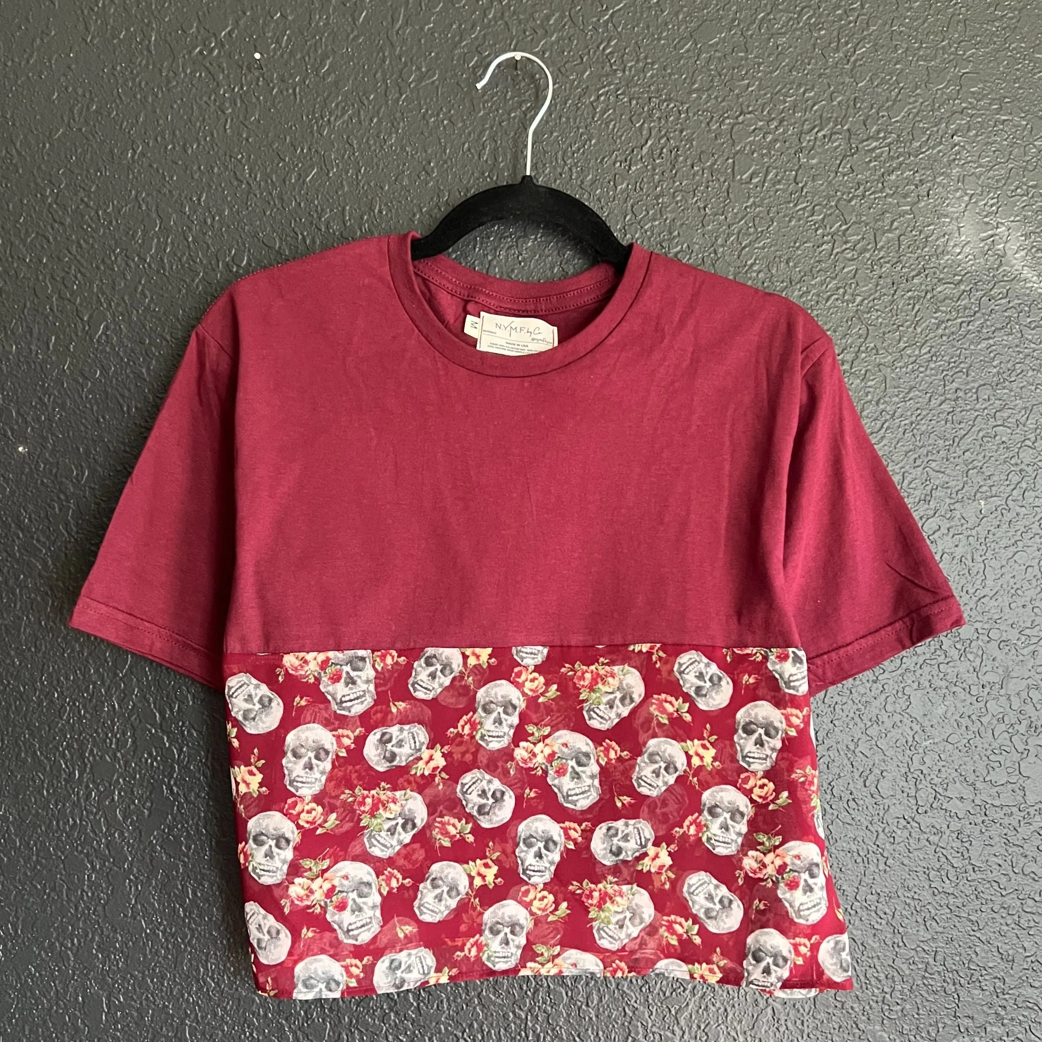 Sheer Sporty Crop Tee - Skull Graphic