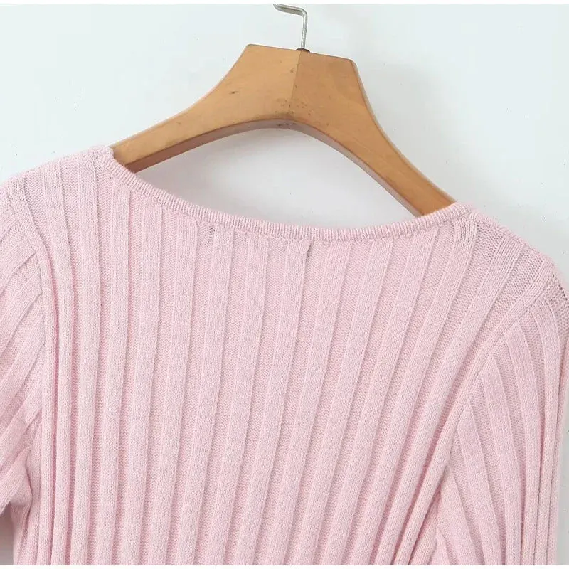 Square Neck Long Sleeve Ribbed Mini Dress – Perfect for Fall & Winter