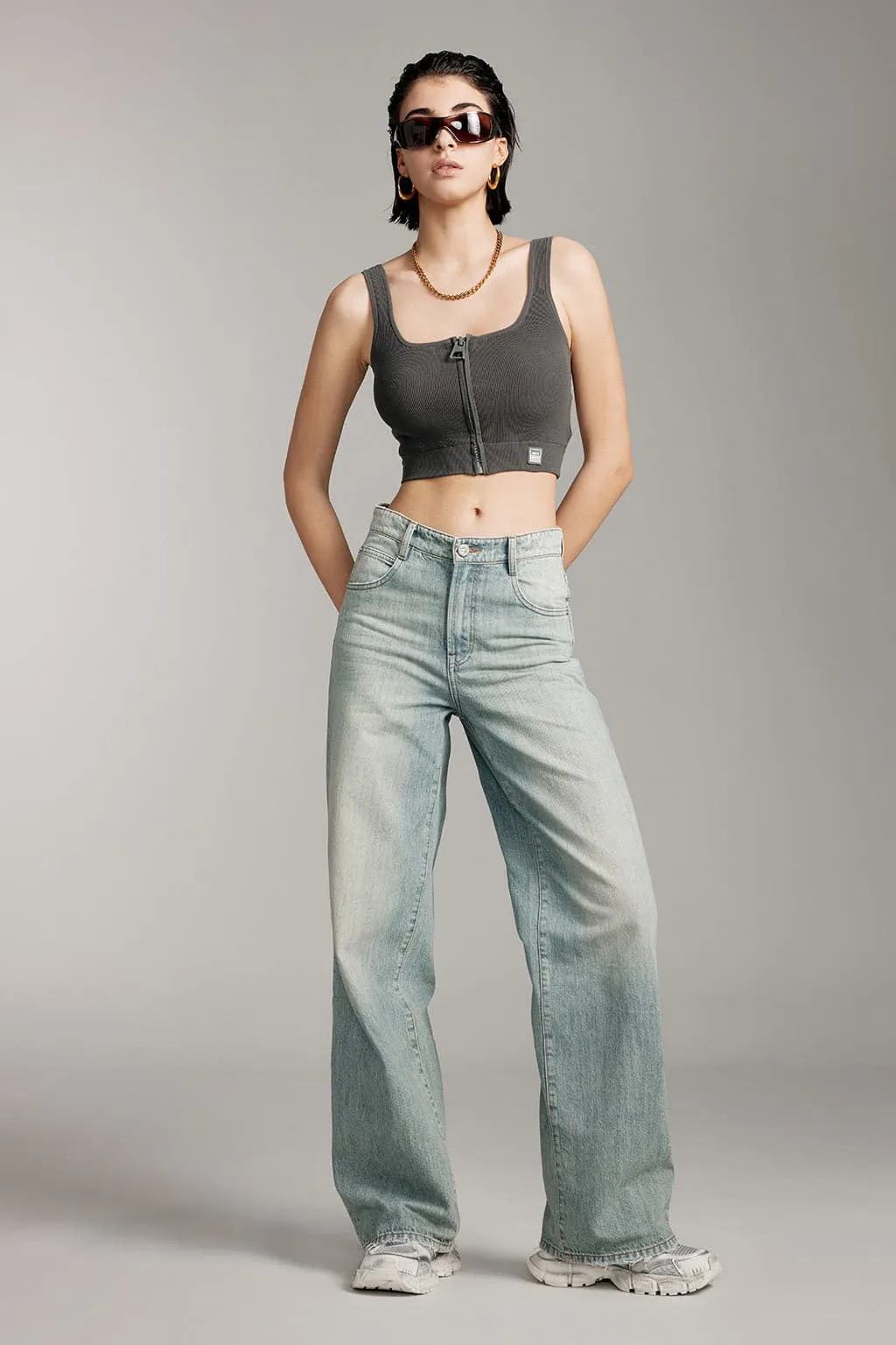 Square Neck Sleeveless Knitted Vest