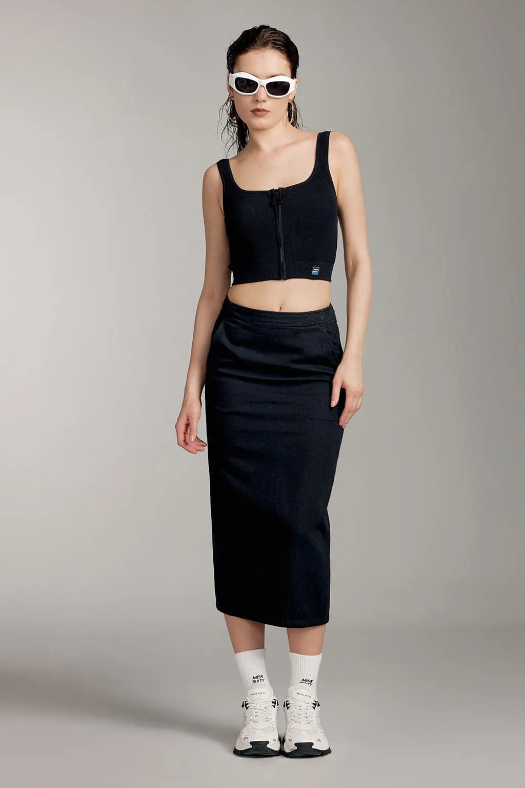 Square Neck Sleeveless Knitted Vest