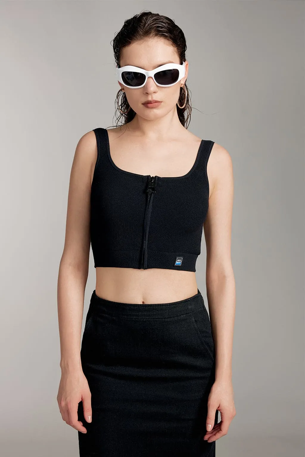 Square Neck Sleeveless Knitted Vest