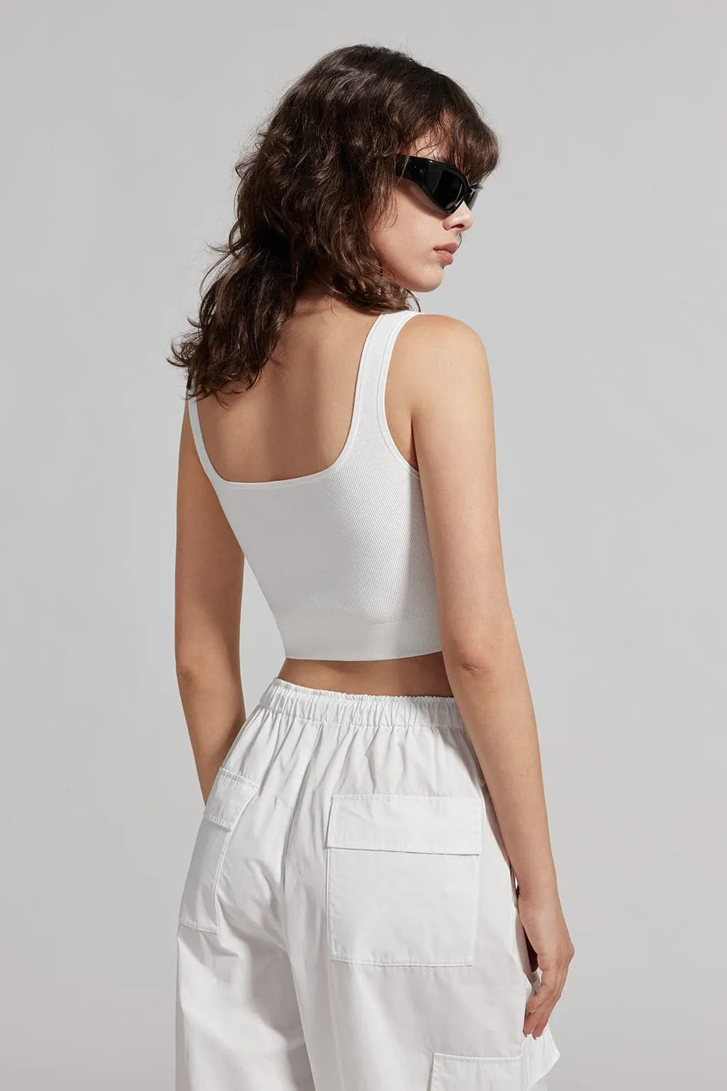 Square Neck Sleeveless Knitted Vest