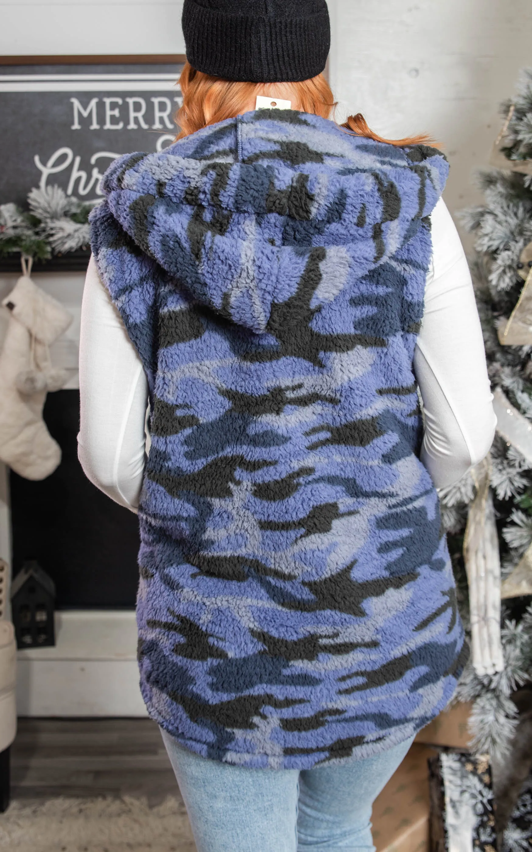 Teddy Bear Navy Sherpa Vest - Final Sale