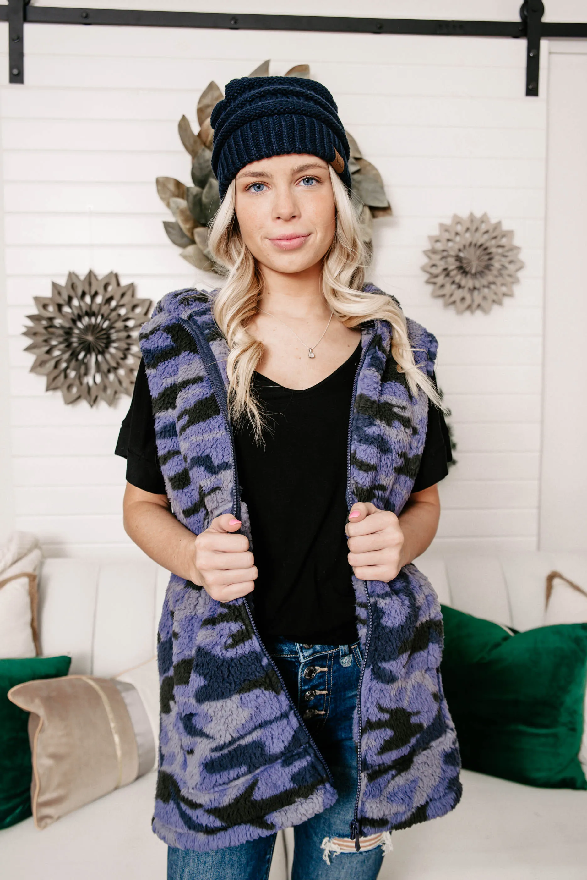 Teddy Bear Navy Sherpa Vest - Final Sale