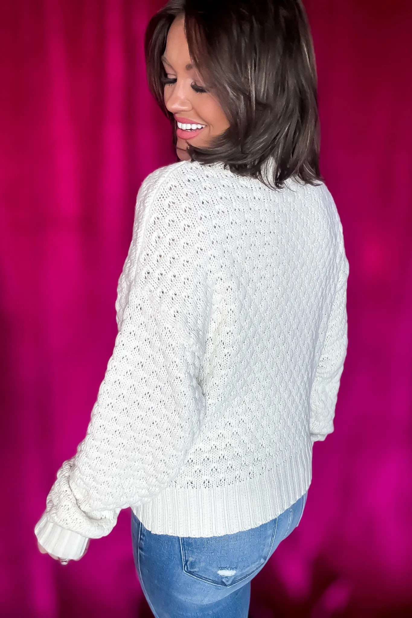 Turtleneck Cream Semi-Crop Sweater
