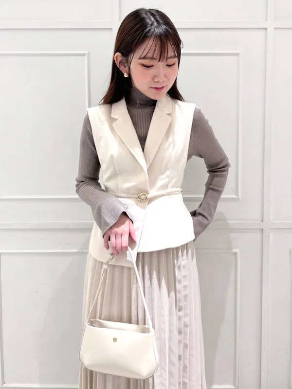 tweed docking pleated skirt with belt