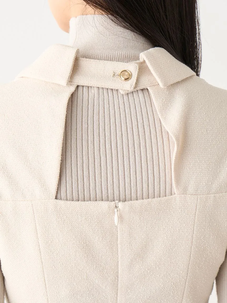 tweed docking pleated skirt with belt
