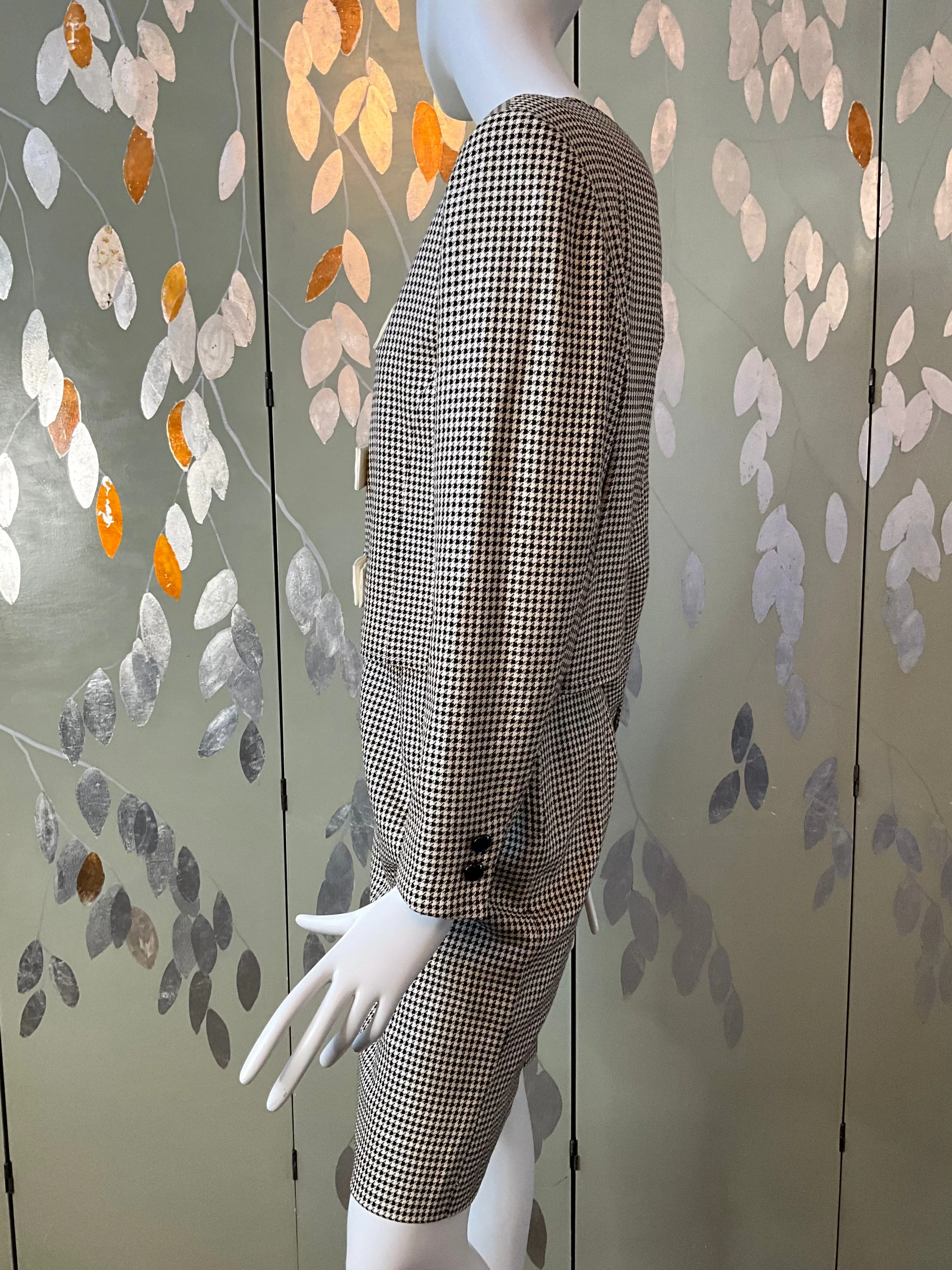 Vintage 1980s Valentino Miss V Houndstooth Check Skirt Suit, Medium