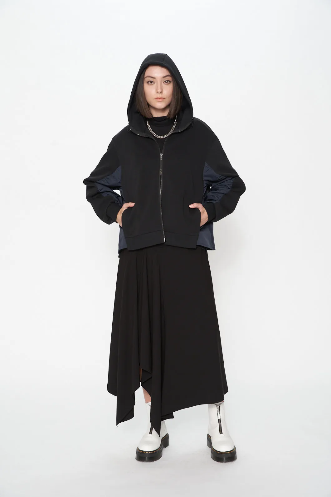 Xmas Capsule- Asy Hem Flare Check Skirt