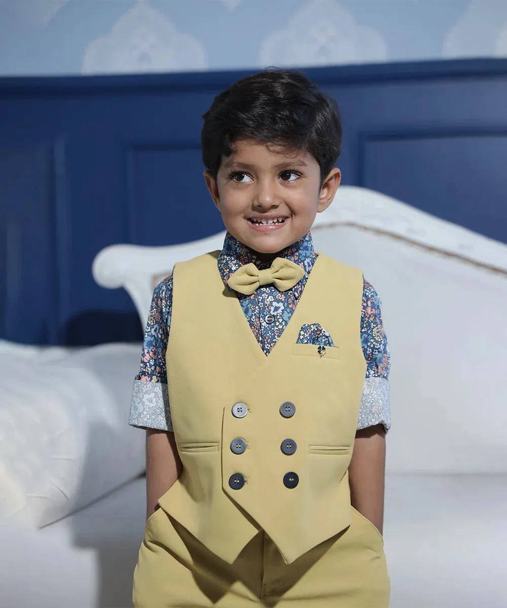 Yellow Colored Waist Coat Set for Haldi